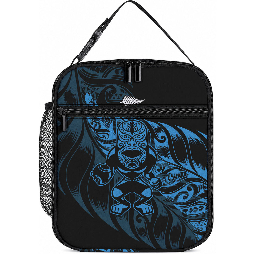 New Zealand Lawn Bowls Lunch Bag Blue Maori Warrior Tribal Silver Fern