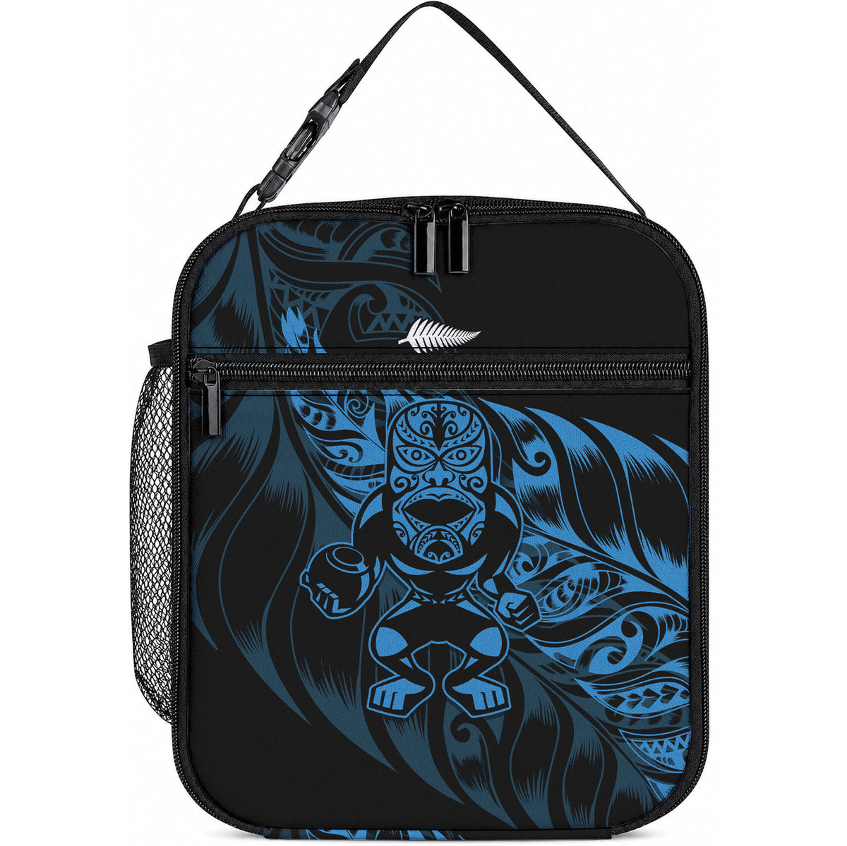 New Zealand Lawn Bowls Lunch Bag Blue Maori Warrior Tribal Silver Fern