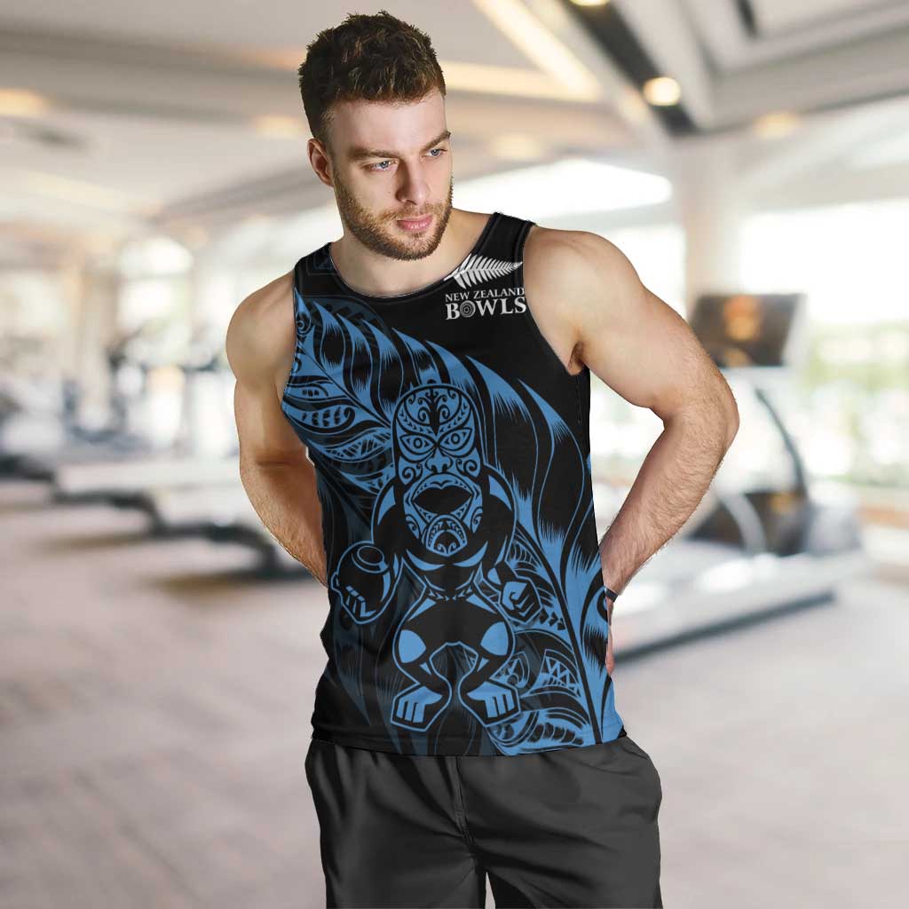 New Zealand Lawn Bowls Custom Men Tank Top Blue Maori Warrior Tribal Silver Fern - Aussie Hoodie