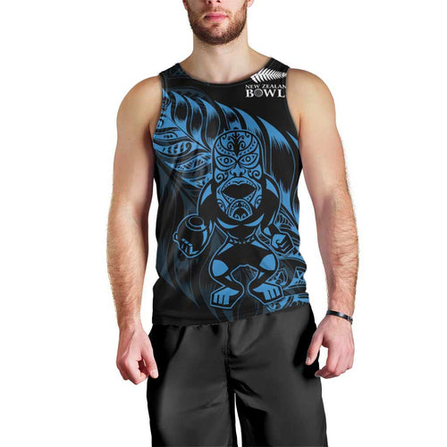 New Zealand Lawn Bowls Custom Men Tank Top Blue Maori Warrior Tribal Silver Fern - Aussie Hoodie