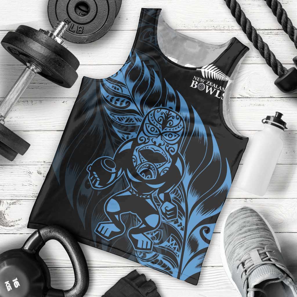 New Zealand Lawn Bowls Custom Men Tank Top Blue Maori Warrior Tribal Silver Fern - Aussie Hoodie