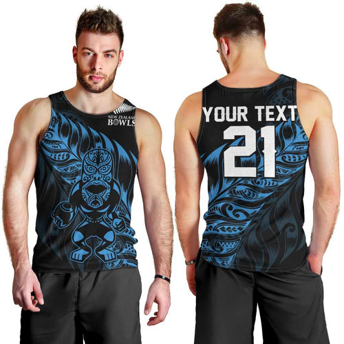 New Zealand Lawn Bowls Custom Men Tank Top Blue Maori Warrior Tribal Silver Fern - Aussie Hoodie