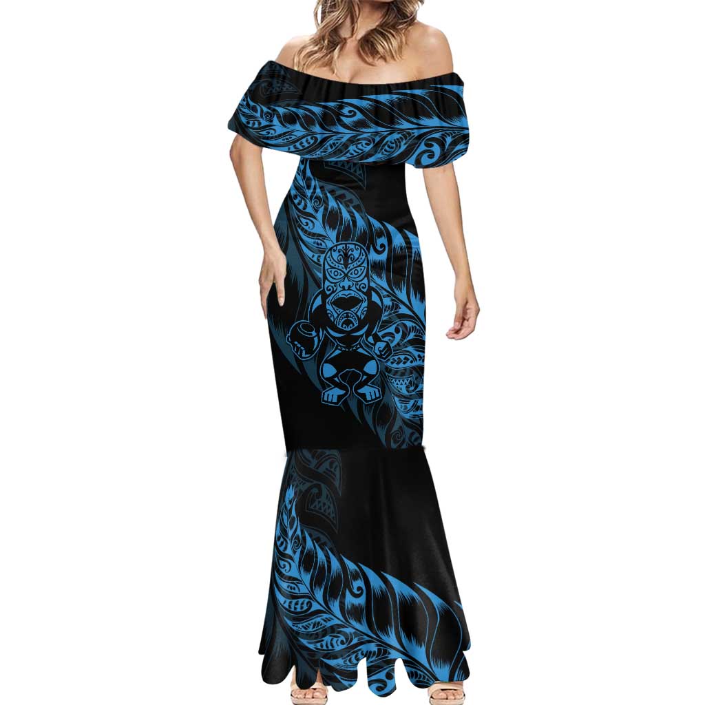 New Zealand Lawn Bowls Custom Mermaid Dress Blue Maori Warrior Tribal Silver Fern - Aussie Hoodie
