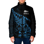 New Zealand Lawn Bowls Custom Padded Jacket Blue Maori Warrior Tribal Silver Fern - Aussie Hoodie