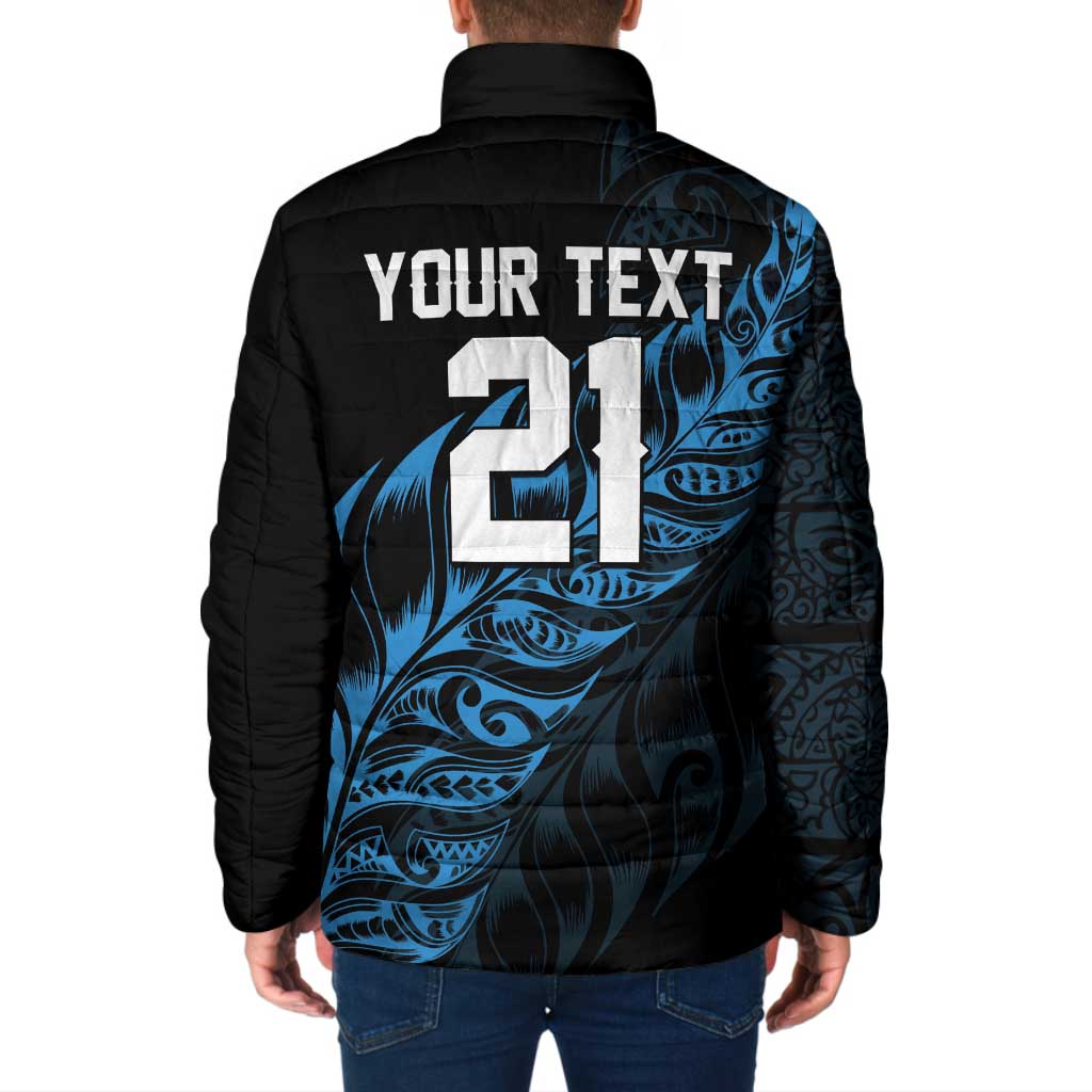 New Zealand Lawn Bowls Custom Padded Jacket Blue Maori Warrior Tribal Silver Fern - Aussie Hoodie