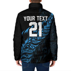 New Zealand Lawn Bowls Custom Padded Jacket Blue Maori Warrior Tribal Silver Fern - Aussie Hoodie