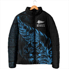 New Zealand Lawn Bowls Custom Padded Jacket Blue Maori Warrior Tribal Silver Fern - Aussie Hoodie