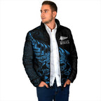 New Zealand Lawn Bowls Custom Padded Jacket Blue Maori Warrior Tribal Silver Fern - Aussie Hoodie