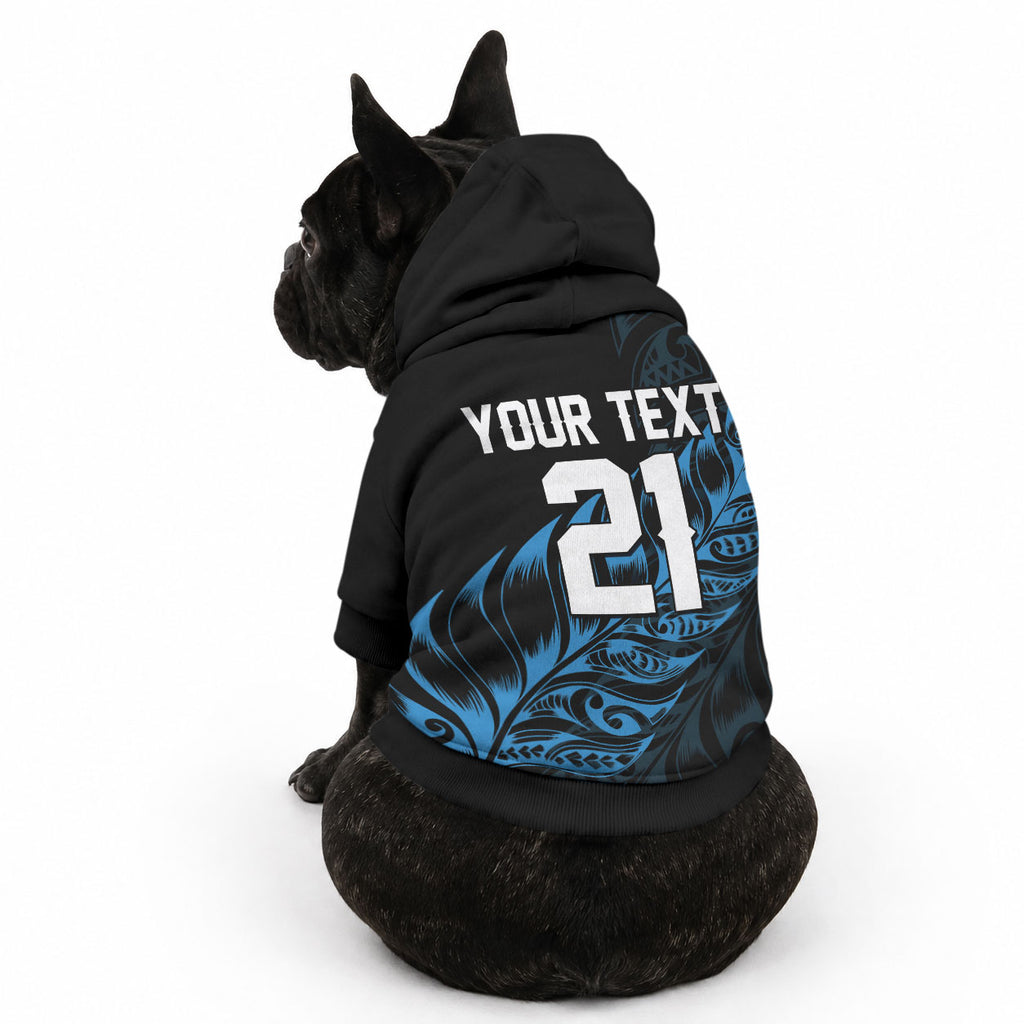 New Zealand Lawn Bowls Custom Pet Hoodie Blue Maori Warrior Tribal Silver Fern