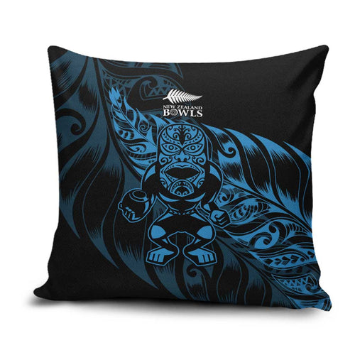 New Zealand Lawn Bowls Pillow Cover Blue Maori Warrior Tribal Silver Fern - Aussie Hoodie