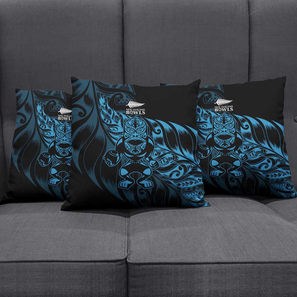 New Zealand Lawn Bowls Pillow Cover Blue Maori Warrior Tribal Silver Fern - Aussie Hoodie