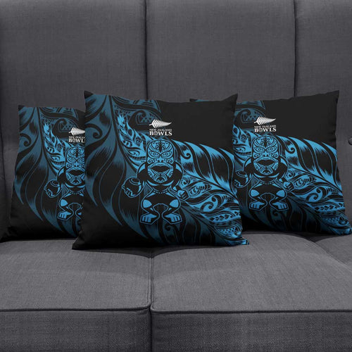 New Zealand Lawn Bowls Pillow Cover Blue Maori Warrior Tribal Silver Fern - Aussie Hoodie