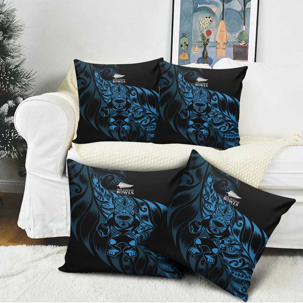 New Zealand Lawn Bowls Pillow Cover Blue Maori Warrior Tribal Silver Fern - Aussie Hoodie