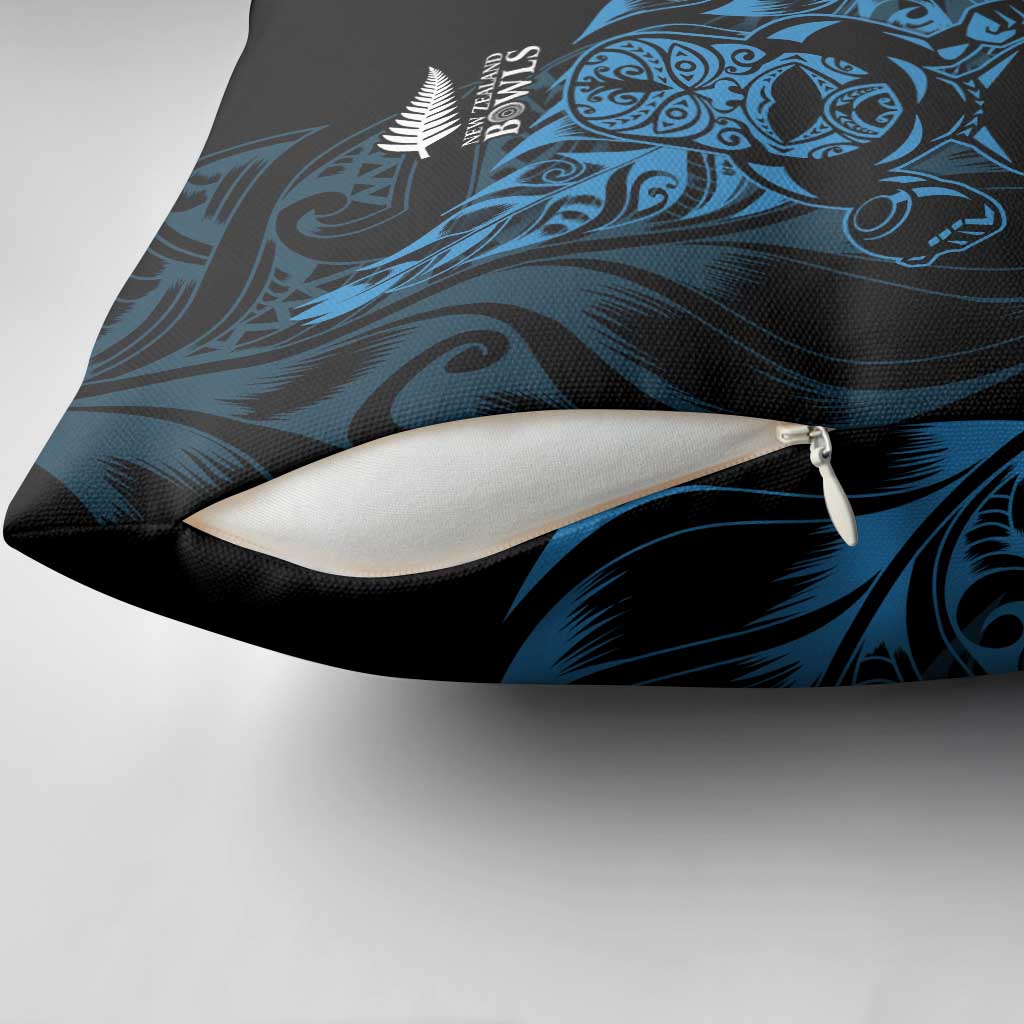 New Zealand Lawn Bowls Pillow Cover Blue Maori Warrior Tribal Silver Fern - Aussie Hoodie