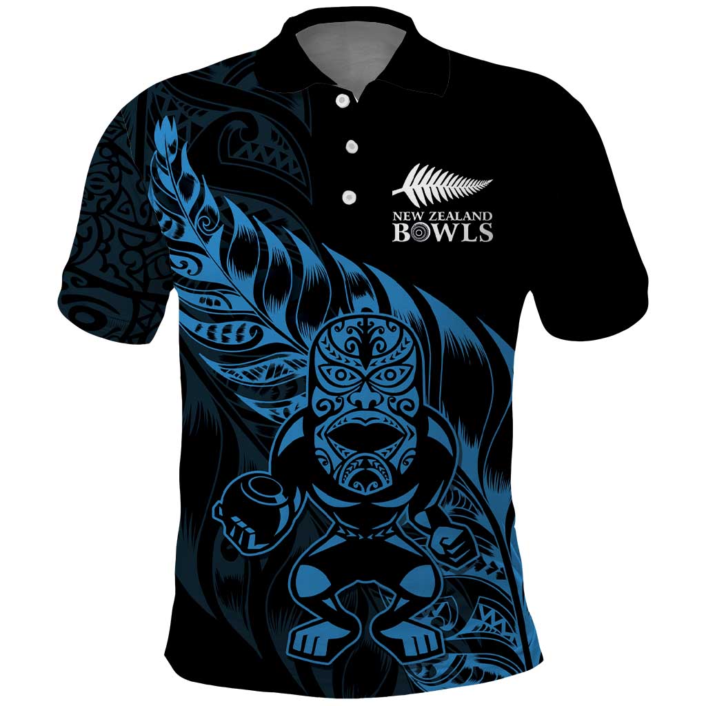 New Zealand Lawn Bowls Custom Polo Shirt Blue Maori Warrior Tribal Silver Fern - Aussie Hoodie