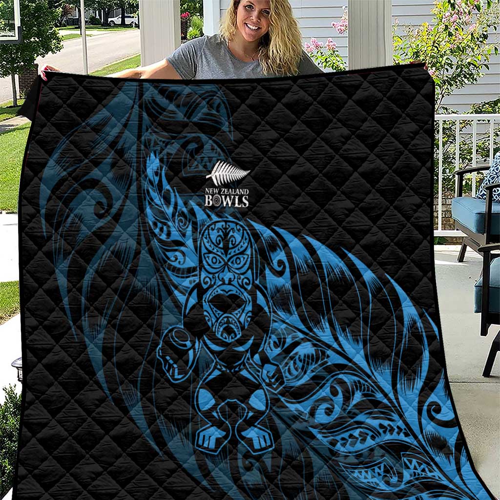 New Zealand Lawn Bowls Quilt Blue Maori Warrior Tribal Silver Fern - Aussie Hoodie