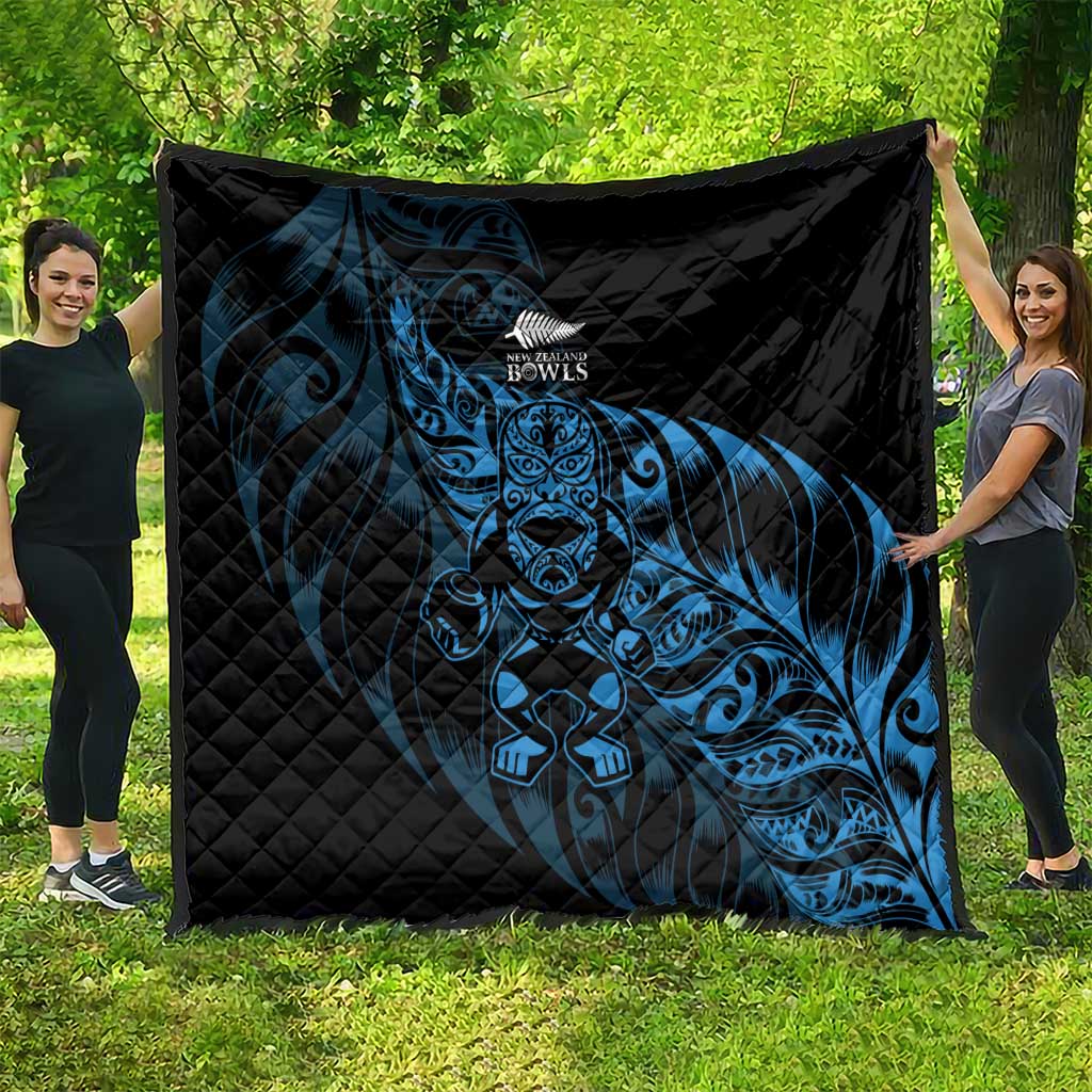 New Zealand Lawn Bowls Quilt Blue Maori Warrior Tribal Silver Fern - Aussie Hoodie
