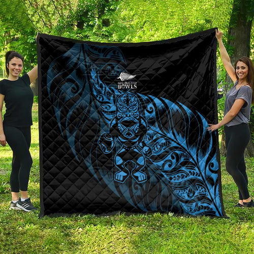 New Zealand Lawn Bowls Quilt Blue Maori Warrior Tribal Silver Fern - Aussie Hoodie