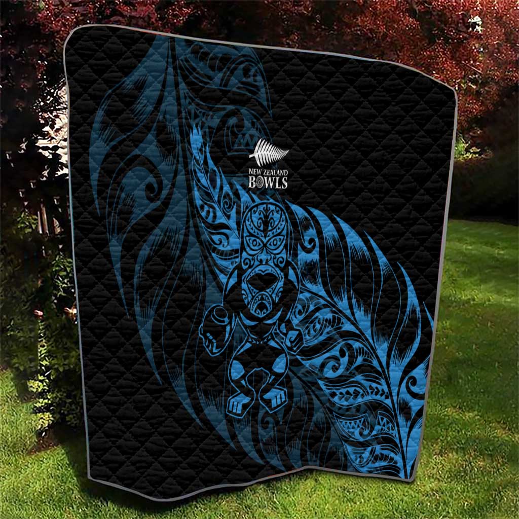 New Zealand Lawn Bowls Quilt Blue Maori Warrior Tribal Silver Fern - Aussie Hoodie