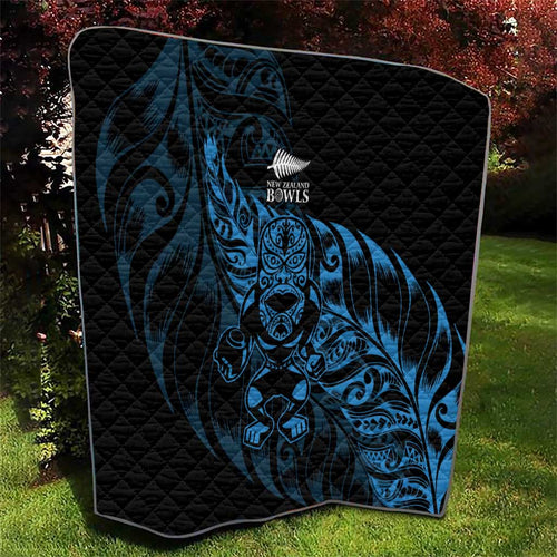 New Zealand Lawn Bowls Quilt Blue Maori Warrior Tribal Silver Fern - Aussie Hoodie