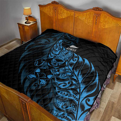 New Zealand Lawn Bowls Quilt Blue Maori Warrior Tribal Silver Fern - Aussie Hoodie