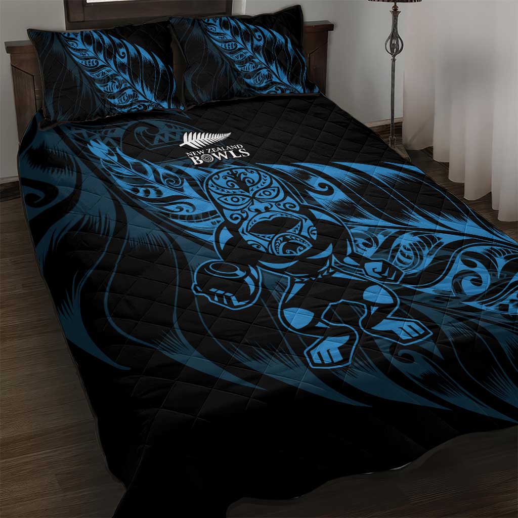 New Zealand Lawn Bowls Quilt Bed Set Blue Maori Warrior Tribal Silver Fern - Aussie Hoodie