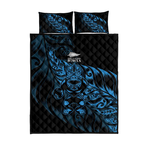 New Zealand Lawn Bowls Quilt Bed Set Blue Maori Warrior Tribal Silver Fern - Aussie Hoodie
