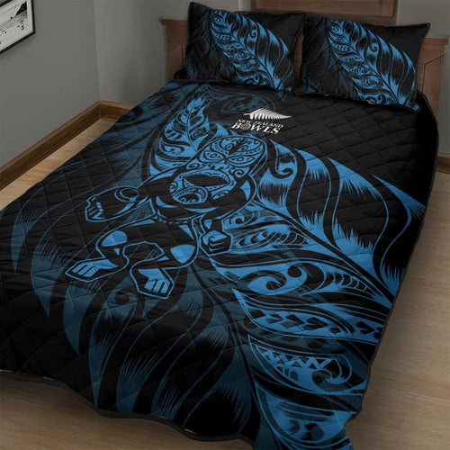 New Zealand Lawn Bowls Quilt Bed Set Blue Maori Warrior Tribal Silver Fern - Aussie Hoodie