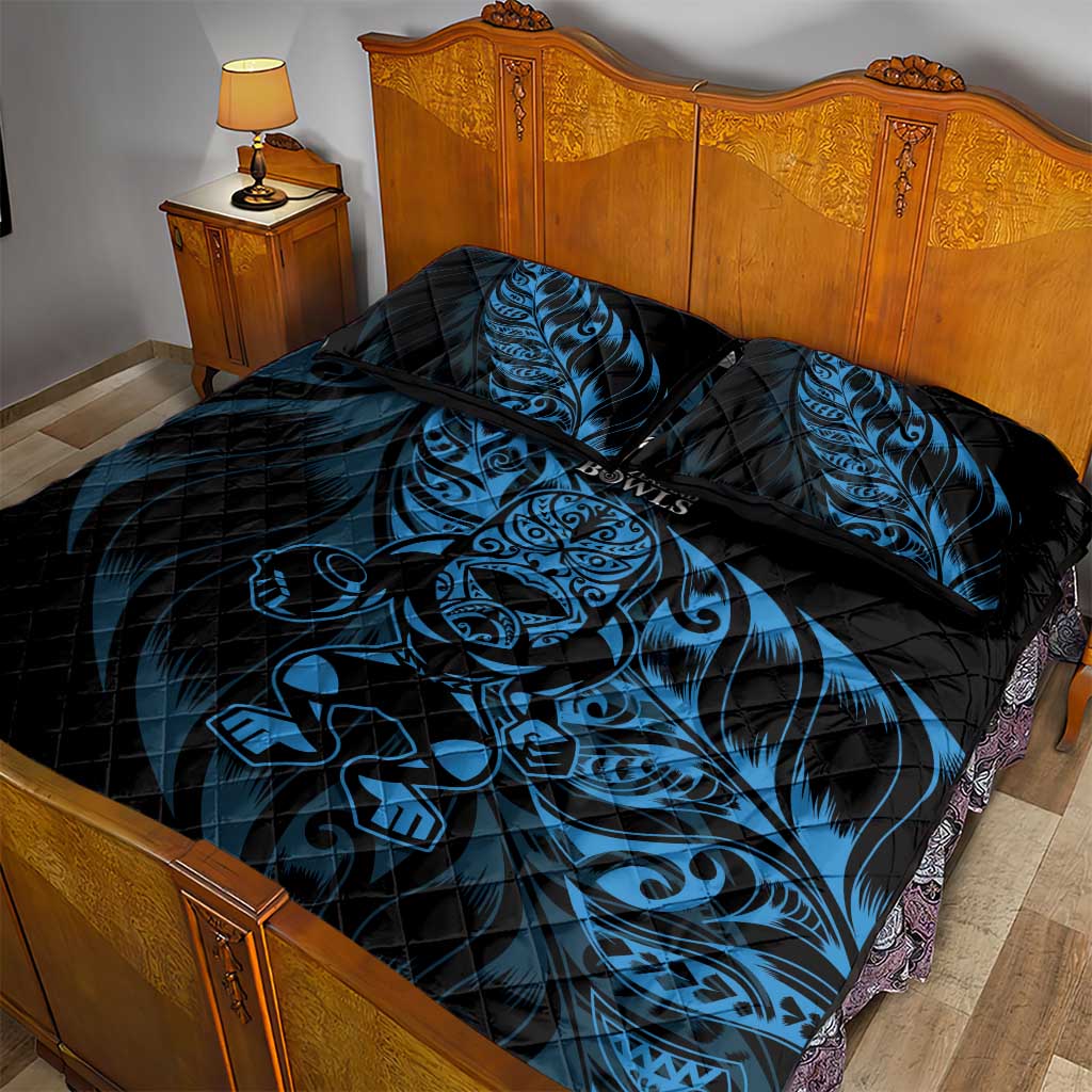 New Zealand Lawn Bowls Quilt Bed Set Blue Maori Warrior Tribal Silver Fern - Aussie Hoodie