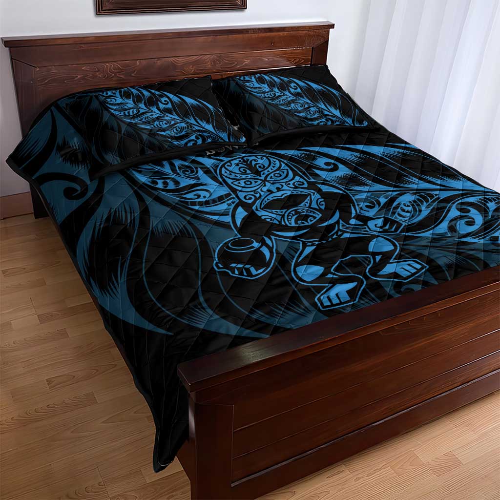 New Zealand Lawn Bowls Quilt Bed Set Blue Maori Warrior Tribal Silver Fern - Aussie Hoodie