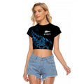 New Zealand Lawn Bowls Custom Raglan Cropped T Shirt Blue Maori Warrior Tribal Silver Fern - Aussie Hoodie