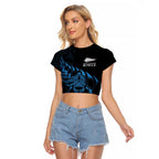 New Zealand Lawn Bowls Custom Raglan Cropped T Shirt Blue Maori Warrior Tribal Silver Fern - Aussie Hoodie