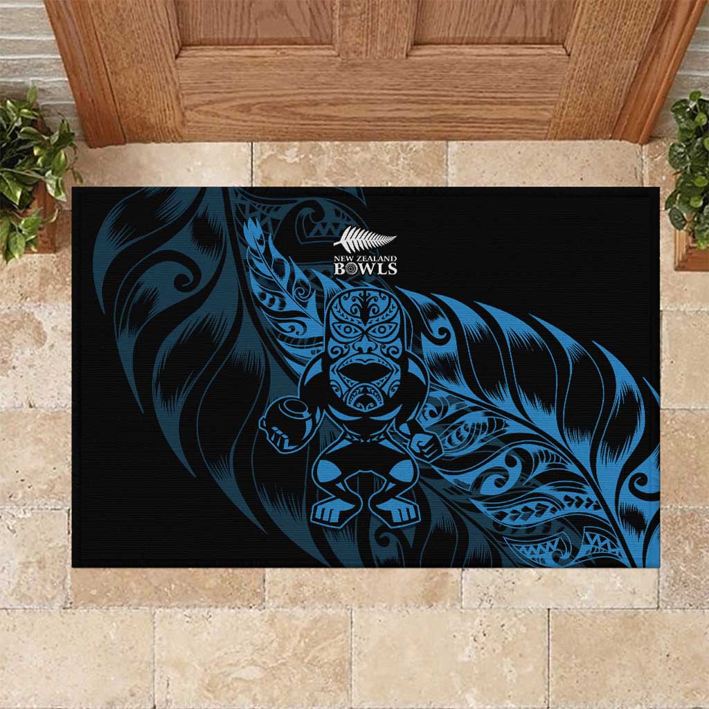 New Zealand Lawn Bowls Rubber Doormat Blue Maori Warrior Tribal Silver Fern - Aussie Hoodie