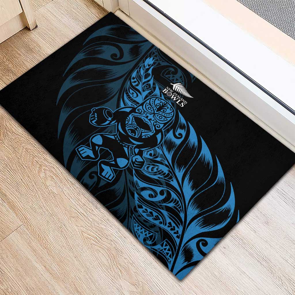 New Zealand Lawn Bowls Rubber Doormat Blue Maori Warrior Tribal Silver Fern - Aussie Hoodie