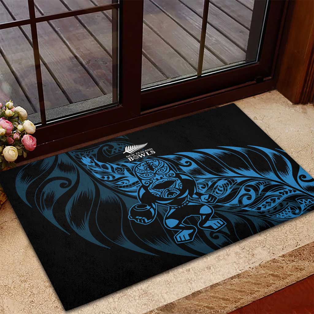 New Zealand Lawn Bowls Rubber Doormat Blue Maori Warrior Tribal Silver Fern - Aussie Hoodie
