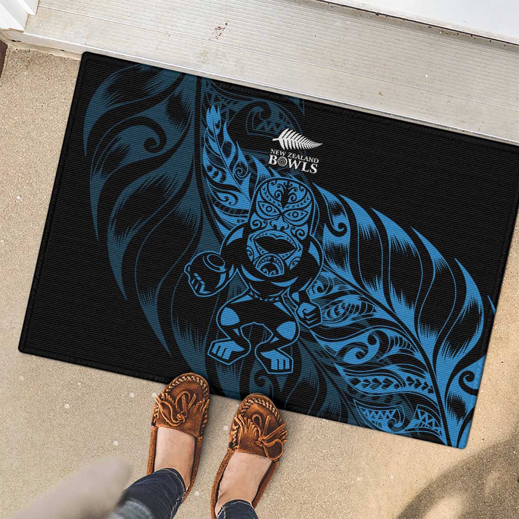 New Zealand Lawn Bowls Rubber Doormat Blue Maori Warrior Tribal Silver Fern - Aussie Hoodie
