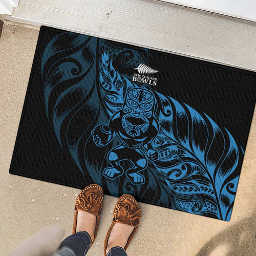 New Zealand Lawn Bowls Rubber Doormat Blue Maori Warrior Tribal Silver Fern - Aussie Hoodie