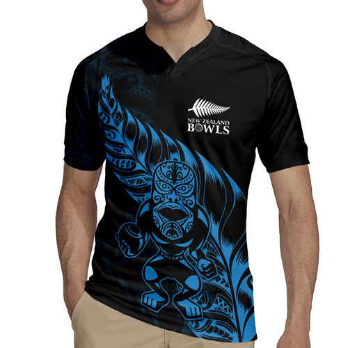 New Zealand Lawn Bowls Custom Rugby Jersey Blue Maori Warrior Tribal Silver Fern - Aussie Hoodie