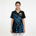 New Zealand Lawn Bowls Custom Scrub Top Blue Maori Warrior Tribal Silver Fern - Aussie Hoodie