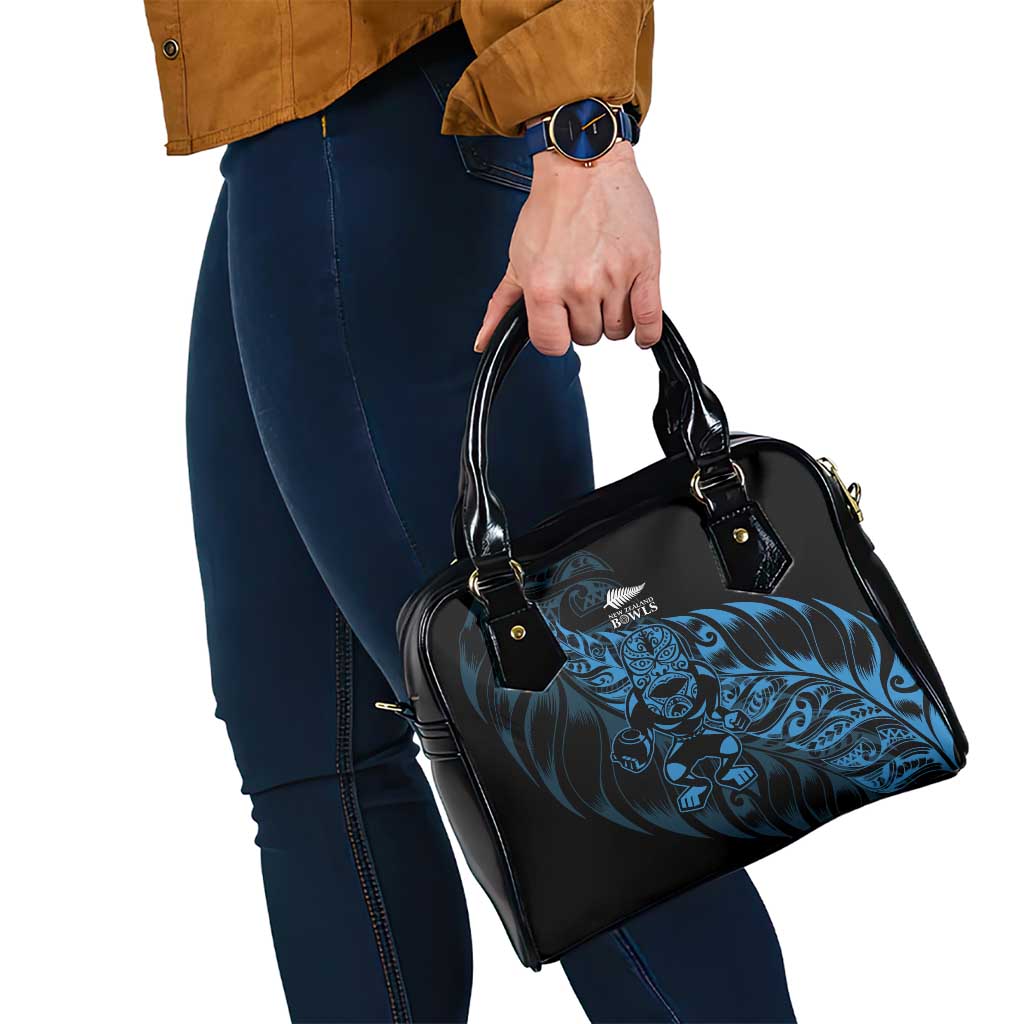 New Zealand Lawn Bowls Shoulder Handbag Blue Maori Warrior Tribal Silver Fern - Aussie Hoodie