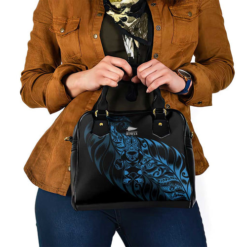New Zealand Lawn Bowls Shoulder Handbag Blue Maori Warrior Tribal Silver Fern - Aussie Hoodie