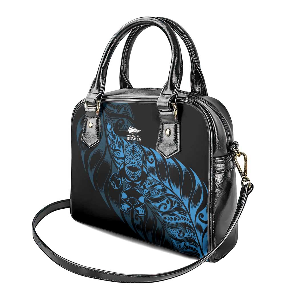 New Zealand Lawn Bowls Shoulder Handbag Blue Maori Warrior Tribal Silver Fern - Aussie Hoodie