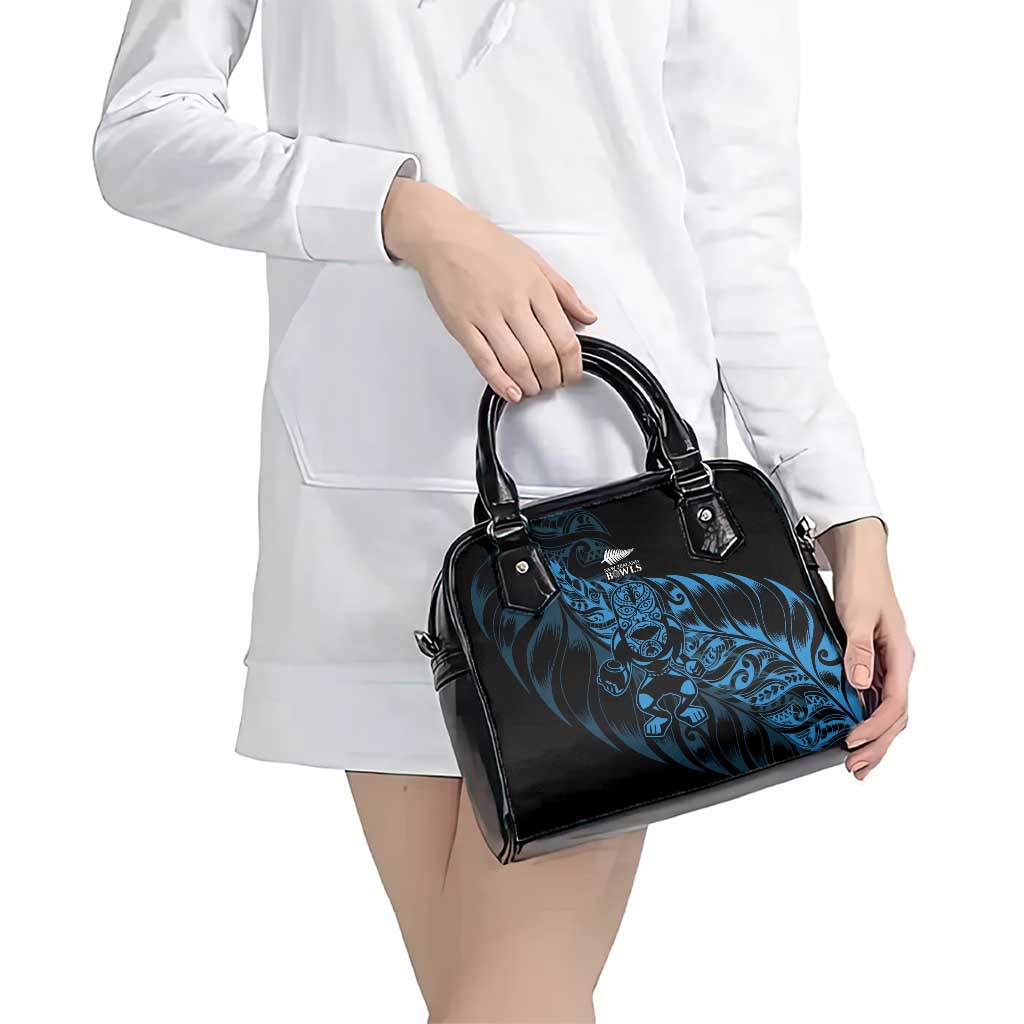 New Zealand Lawn Bowls Shoulder Handbag Blue Maori Warrior Tribal Silver Fern - Aussie Hoodie
