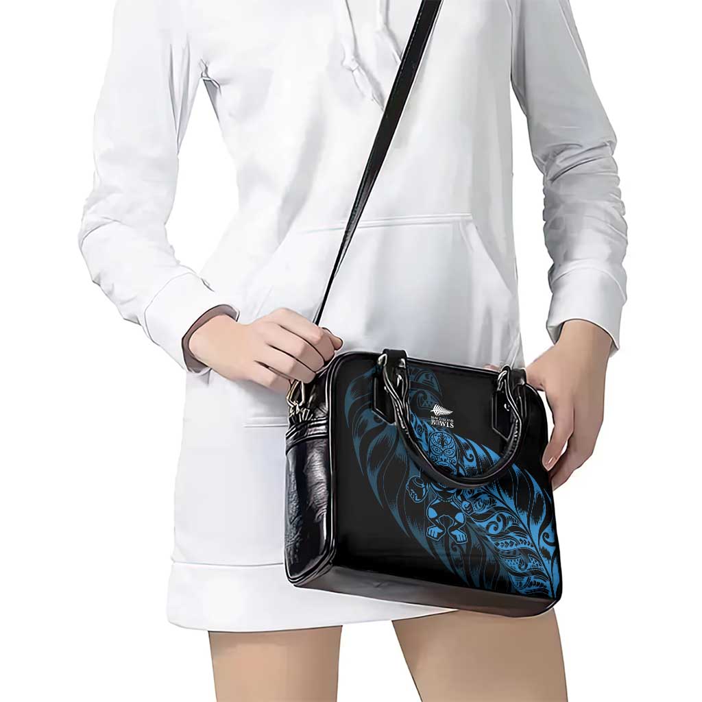 New Zealand Lawn Bowls Shoulder Handbag Blue Maori Warrior Tribal Silver Fern - Aussie Hoodie