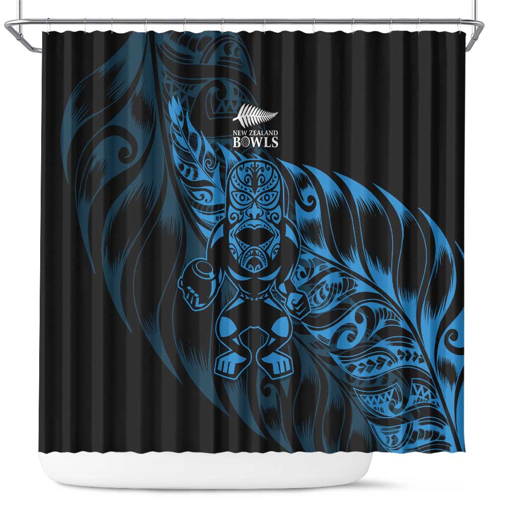 New Zealand Lawn Bowls Shower Curtain Blue Maori Warrior Tribal Silver Fern - Aussie Hoodie
