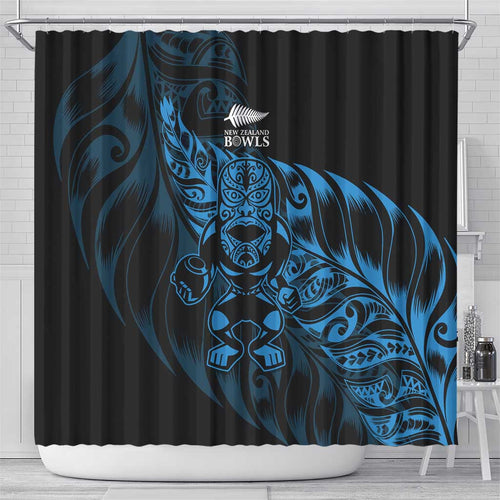 New Zealand Lawn Bowls Shower Curtain Blue Maori Warrior Tribal Silver Fern - Aussie Hoodie