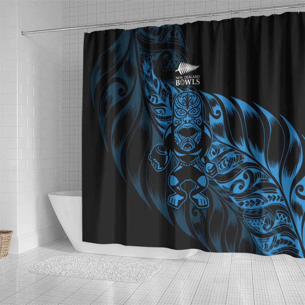 New Zealand Lawn Bowls Shower Curtain Blue Maori Warrior Tribal Silver Fern - Aussie Hoodie