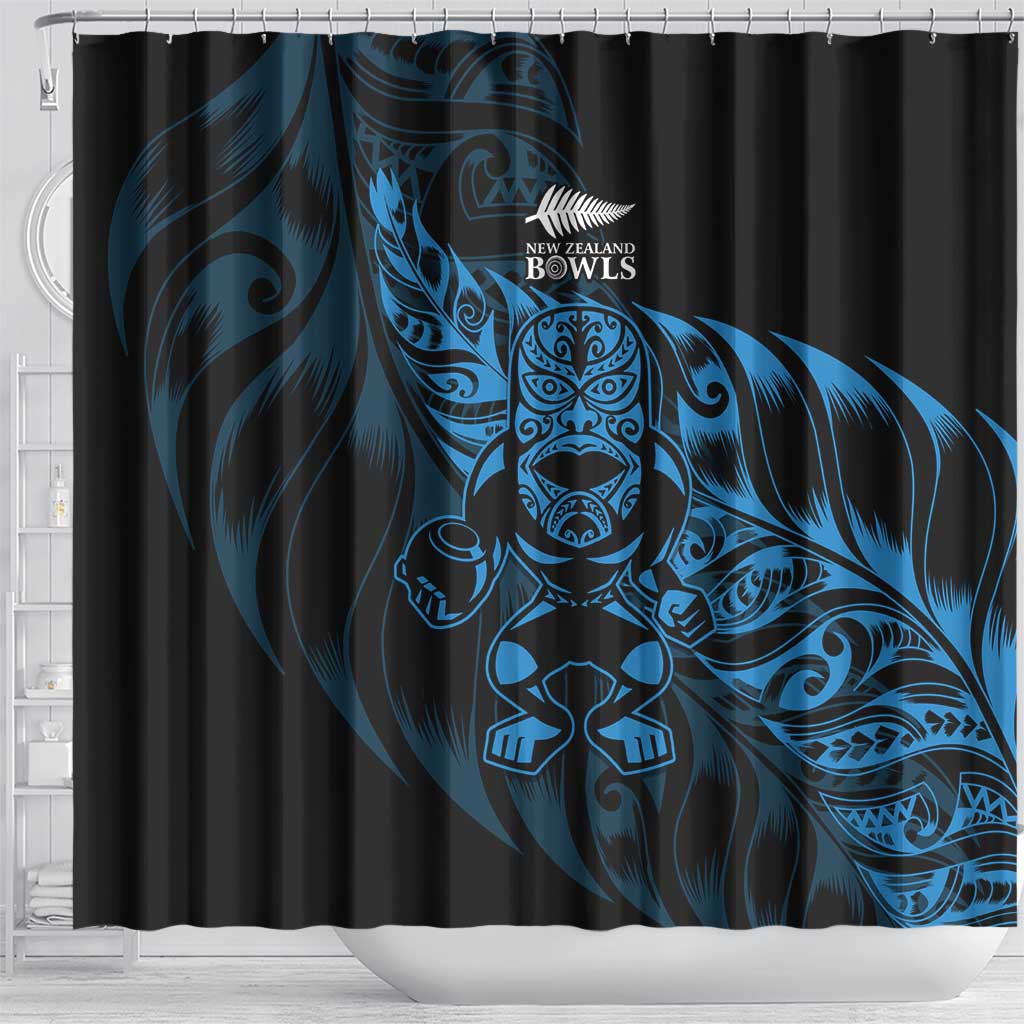 New Zealand Lawn Bowls Shower Curtain Blue Maori Warrior Tribal Silver Fern - Aussie Hoodie
