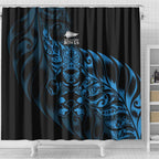 New Zealand Lawn Bowls Shower Curtain Blue Maori Warrior Tribal Silver Fern - Aussie Hoodie