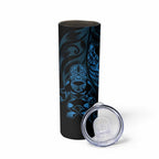 New Zealand Lawn Bowls Custom Skinny Tumbler Blue Maori Warrior Tribal Silver Fern - Aussie Hoodie